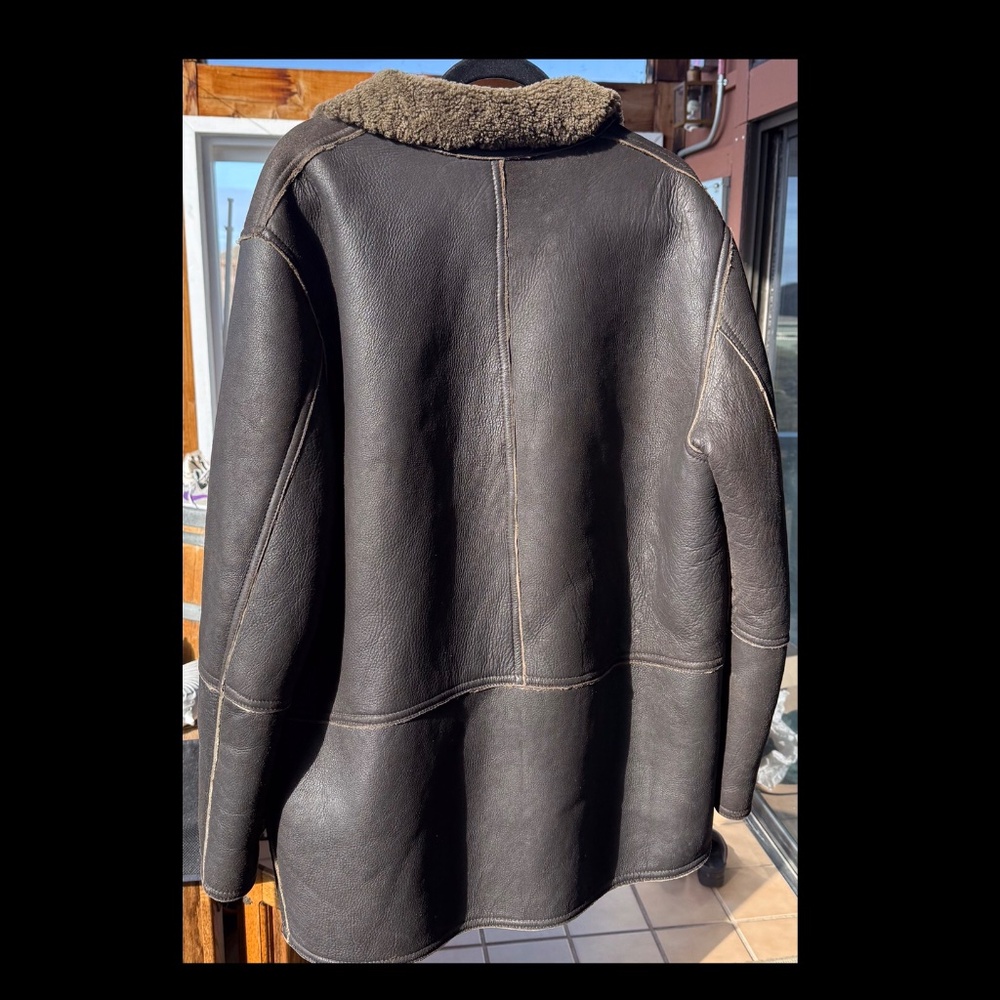 Men’s Radley Brown Leather Coat with Shearling Lining. Size Large - Picture 3 of 10